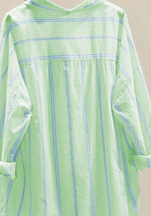 Women's Striped Casual Commuter Elegant Striped Button Shirt, Long Sleeve, Spring/Summer