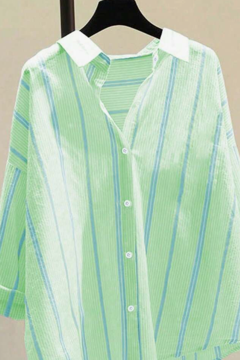 Women's Striped Casual Commuter Elegant Striped Button Shirt, Long Sleeve, Spring/Summer
